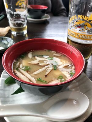 Miso soup! at Blue Sushi Sake Grill in Indianapolis