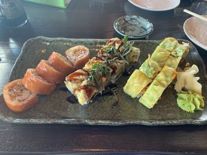 Cowgirl, Crunchy Cabbage and Shiitake to Me rolls! at Blue Sushi Sake Grill in Indianapolis
