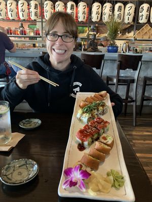 A yummy mix of healthy, vegan sushi! at Blue Sushi Sake Grill in Indianapolis