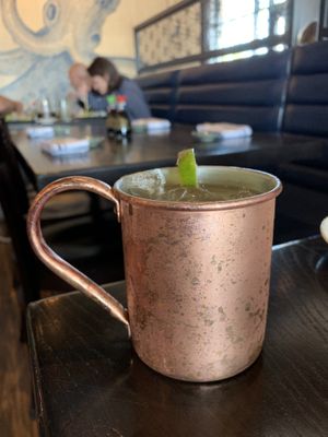 American mule! Vodka + ginger beer + lime. at Blue Sushi Sake Grill in Indianapolis