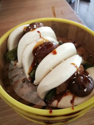 Steamed Kong Ba Pau (using omnipork ) 3 pcs for SGD4
 at Vegan Curry Rice in West Singapore