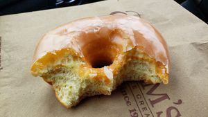 Vegan plain glazed donut ($2.75). This is the best vegan donut in the United States and better than Donut Friend or any place in NYC, LA or Portland. at Graham's 318 Coffeehouse in Geneva