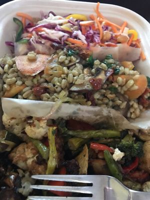 3 different vegan options at Moveable Feast in Geneva