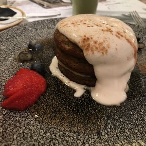 Matcha pancakes. Delicious! at Cafe Elektric in Prague