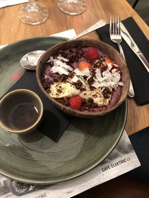 Coconut berry bowl at Cafe Elektric in Prague