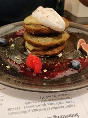 Matcha pancakes were delicious at Cafe Elektric in Prague