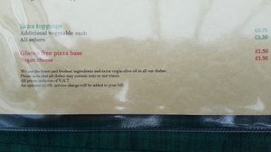 Surcharge at Olive Garden in South West London