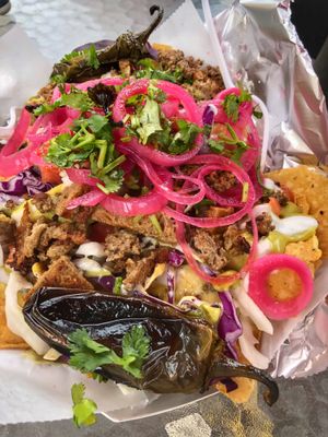 Seitan steak nachos at Lick It Up - International Bar in El Paso