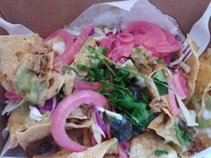 $9.75 Seitan 'steak' Nachos: grilled jalapeño was delicious and a nice touch at Lick It Up - International Bar in El Paso