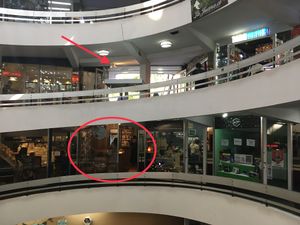 Right below the entrance at Av. Providencia 2216 at Vmart in Santiago