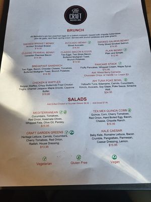 Brunch menu at The Craft Brasserie - Maybe closed in Toronto