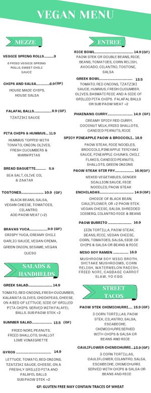 Whole Vegan Menu at Third Culture Kitchen in Titusville