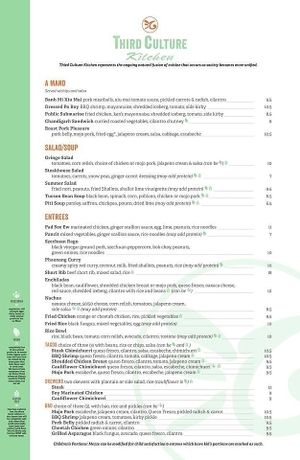 Menu at Third Culture Kitchen in Titusville