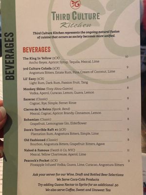 Beverage Menu at Third Culture Kitchen in Titusville