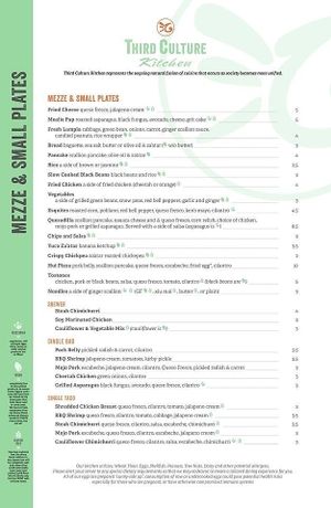 Menu at Third Culture Kitchen in Titusville
