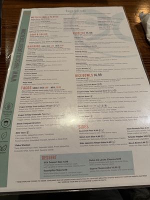 Menu with Clearly Labeled Options  at Third Culture Kitchen in Titusville