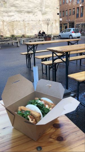 the courtyard - probably more lively in summer  at Jinx - Food Truck in Gothenburg