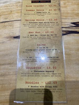 Vegan menu  at Xich Lo in Hornchurch