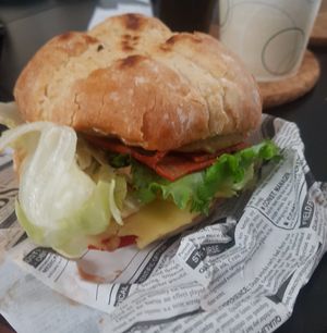 The best vegan "bacon" burger I've ever had!! If you're in Lisbon,  you need to try one! at Moko Veggie Cafe - Anjos in Lisbon