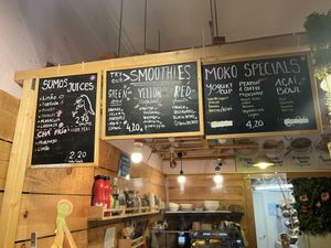 Smoothie menu / specials   at Moko Veggie Cafe - Anjos in Lisbon