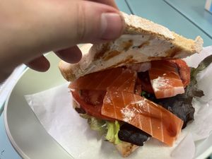 Inside sandwich   at Moko Veggie Cafe - Anjos in Lisbon