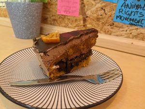 Chocolate carrot cake (tasted like chocolate orange cake) at Moko Veggie Cafe - Anjos in Lisbon