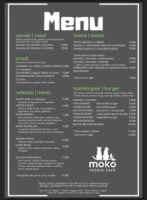 Menu  at Moko Veggie Cafe - Anjos in Lisbon