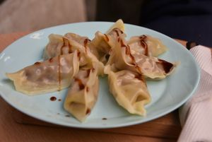 Vegan dumplings at Moko Veggie Cafe - Anjos in Lisbon