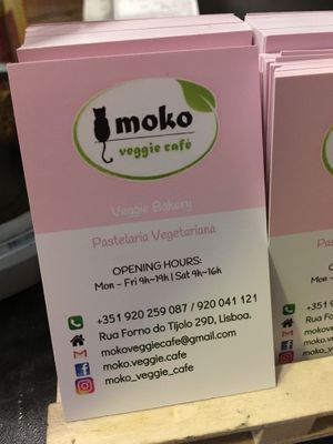 Card  at Moko Veggie Cafe - Anjos in Lisbon