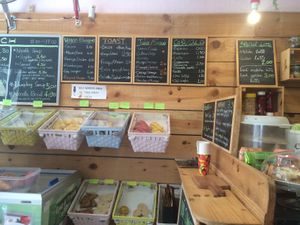menu + some baked goods at Moko Veggie Cafe - Anjos in Lisbon