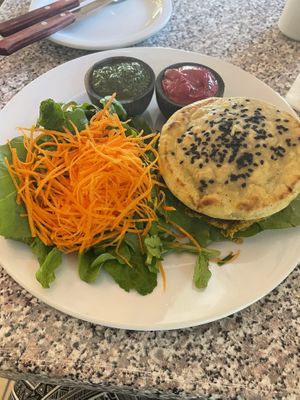 Vegan burgerr  at Bolsi in Asuncion