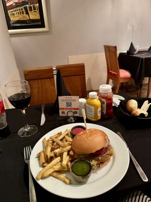 Veggie burger with fries   at Bolsi in Asuncion