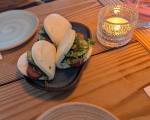 Bao buns with tempeh at Dubbel Dubbel Kolibri in Gothenburg