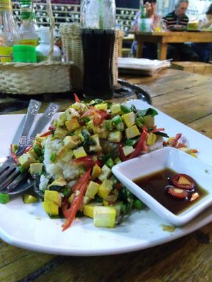 Tofu and basil at Burinda in Ayutthaya