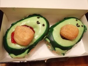 Avocado shaped doughnuts! at Doughnotts in Leicester