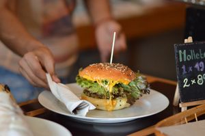Veggie Quinoa Cheese Burger at Basic Foodie in Playa Del Carmen