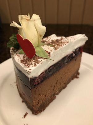Cherry bourbon chocolate cake - omg... definitely one of the best... bourbon 🥃 not too strong and combines perfectly with the cherry and chocolate at Rawnaissance in Louisville