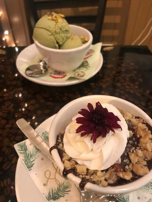 Pistachio ice cream & hot fudge sundae  at Rawnaissance in Louisville