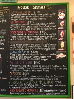 Menu at Rawnaissance in Louisville