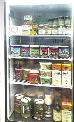 Close up of raw food refrigerator at Soothe Your Soul in Hermosa Beach