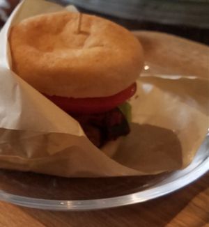 vegan burger at Brook's Green Cafe in Tokyo