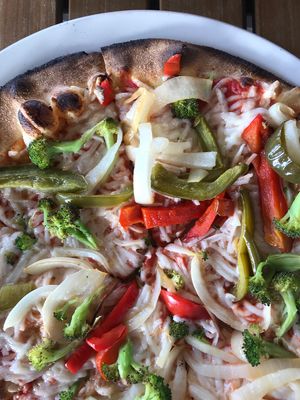 Wood fired veggie made vegan - no mushrooms  at Brixx Wood Fired Pizza in Virginia Beach