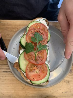 almond cream cheese on toast at Kaffee Ingwer in Berlin