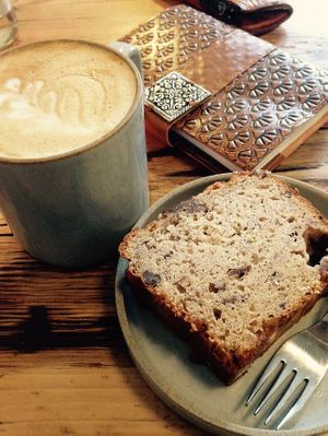 Bananenbrot mit Latte❤️ at Kaffee Ingwer in Berlin