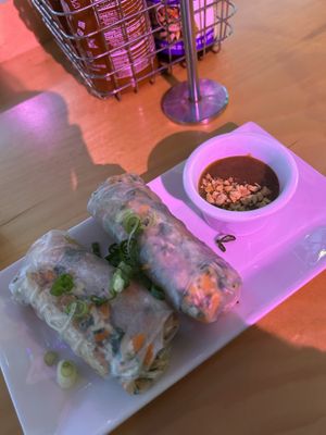 Veggie spring rolls w peanut sauce  #Veganuary at Roppongi in Tulsa