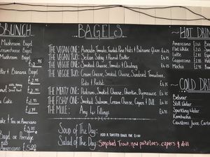 Vegan bagels  at The Mule on Rouge in Berwick Upon Tweed