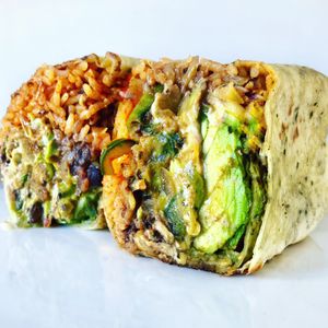 Vegan Picadillo Avocado Fajita Burrito  at Tocaya Modern Mexican in West Hollywood
