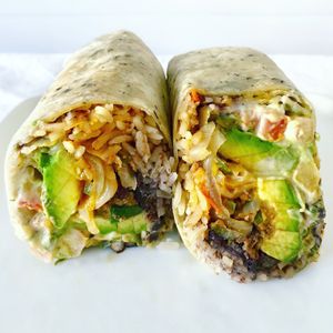 Vegan Fajita Avocado Picadillo Burrito  at Tocaya Modern Mexican in West Hollywood