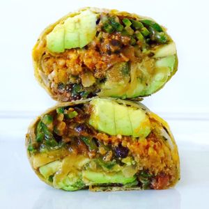 Vegan Fajita Avocado Picadillo Burrito  at Tocaya Modern Mexican in West Hollywood