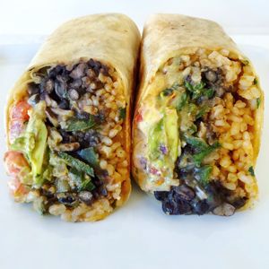 Vegan Fajita Avocado Picadillo Burrito  at Tocaya Modern Mexican in West Hollywood